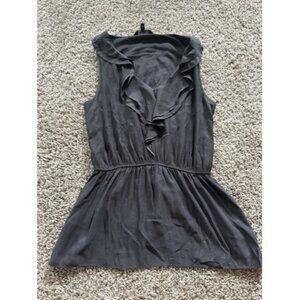 Express Sleeveless Ruffle V-Neck Line ToP Size XS Gray Flowly Casual Career